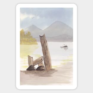 Hand Painted Watercolor Landscape Sticker